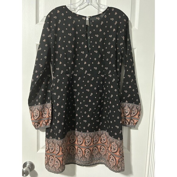 Abercrombie & Fitch Black Paisley Long Sleeve Mini Dress Size Medium - Picture 6 of 8